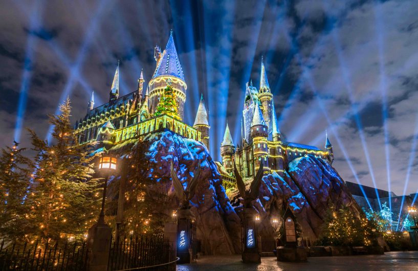 "The Magic of Christmas at Hogwarts Castle" light projection spectacular runs nightly as part of Christmas in The Wizarding World of Harry Potter at Universal Studios Hollywood through Sunday, Jan. 6. (Photo courtesy of Universal Studios Hollywood)