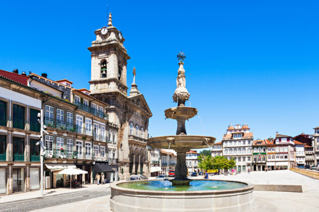 Toural Square (Largo do Toural) is one of the most central and important squares in Guimaraes, Portugal